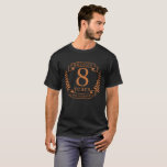 T-shirt Huitième mariage anniversaire de bronze 8 ans<br><div class="desc">Un design pour célébrer 8 ans de mariage. Ce design est assorti d'une couleur bronze (bronze) sur un arrière - plan noir. Le bronze est le cadeau traditionnel pour cette occasion, aux États-Unis. Le texte dit BRONZE 8 ans anniversaire. Un design romantique pour célébrer votre 8e année de mariage. Si...</div>