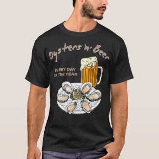 T-shirt Huîtres et bière chaque jour de l'année Drôle