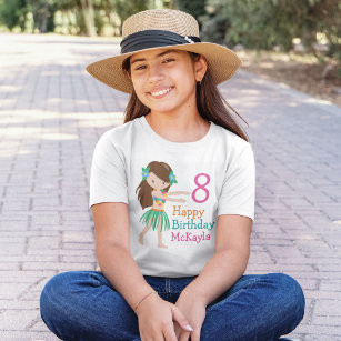 T-Shirt Hula Dancing Girl Anniversaire de enfant personnal