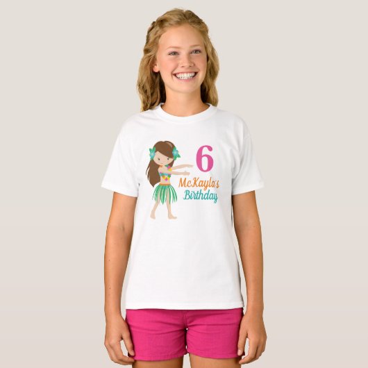T-shirt Hula Girl Dancer mignonne Anniversaire de enfant p (Devant entier)