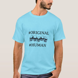 T-SHIRT #HUMAIN AVEC DES CRÂNES EN BLEU