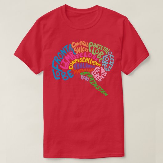 T-shirt Human Brain Anatomy using Typography (Design devant)