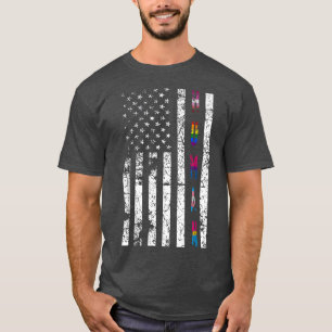 T-shirt HUMAN LGBT American Flag Gay pride Mois Transgend