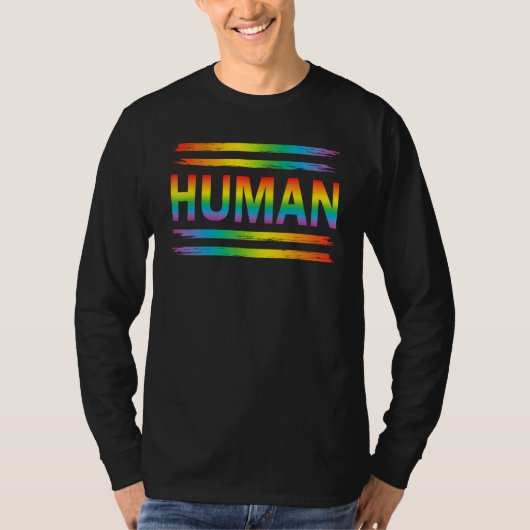 T-shirt HUMAN Rainbow LGBT Flag Gay Pride Month Lesbian (Devant)