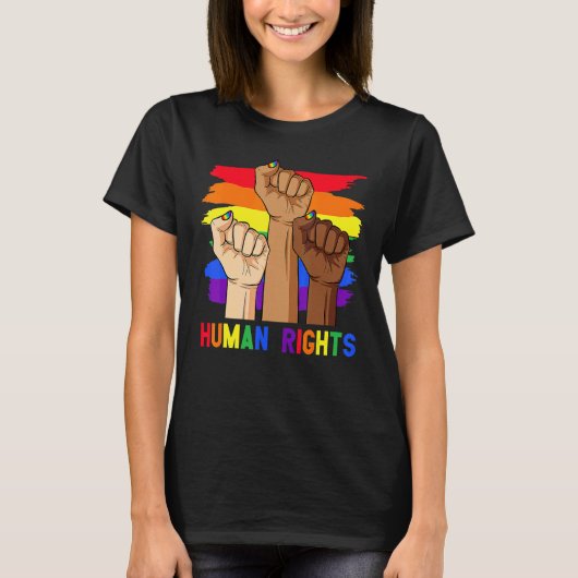 T-shirt Human Rights Power Fist Lgbt Pride Gay Lesbian Tri (Devant)