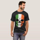 T-shirt Human Skull Head With Irish Flag Pattern St Patric (Devant entier)