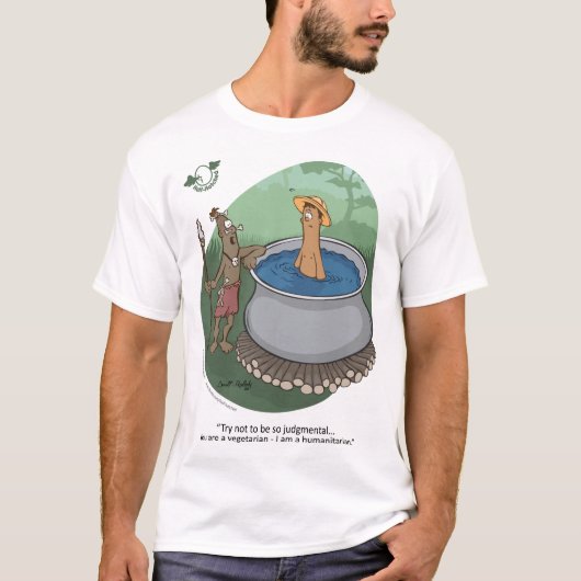 T-shirt Humanitaire contre végétarien (Devant)