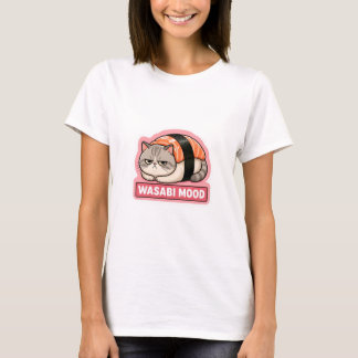 T-shirt Humeur Wasabi Drôle Chat Grincheux Sushi Meme
