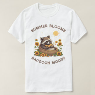 T-shirt Humeurs de raton laveur en fleurs d'été