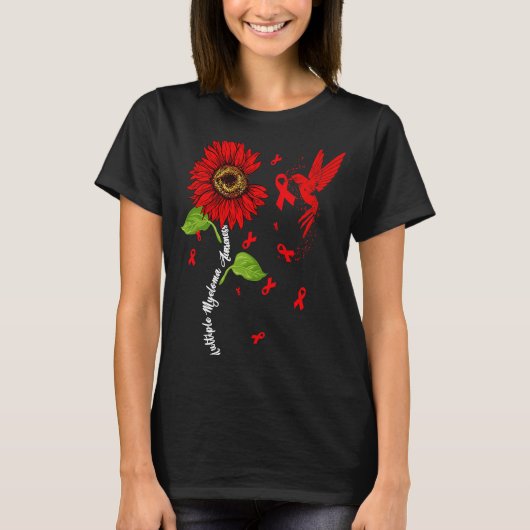 T-shirt Hummingbird & Sunflower Multiple Myeloma Awareness (Devant)