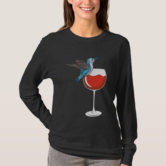 T-shirt Hummingbird Wine Drinking Birdwatching (Devant)