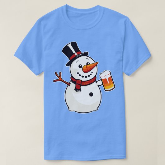 T-shirt Humoristique Snowman Beer Party Drôle Design pour (Design devant)