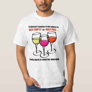 T-shirt Humour à moitié vide en verre de vin