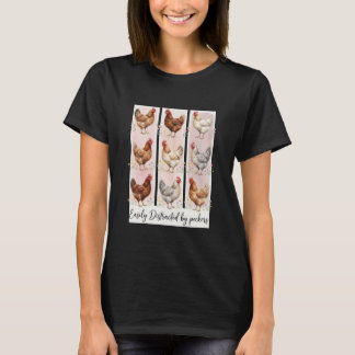 T-shirt Humour de Ferme Slogan Facilement Distrait Par Le