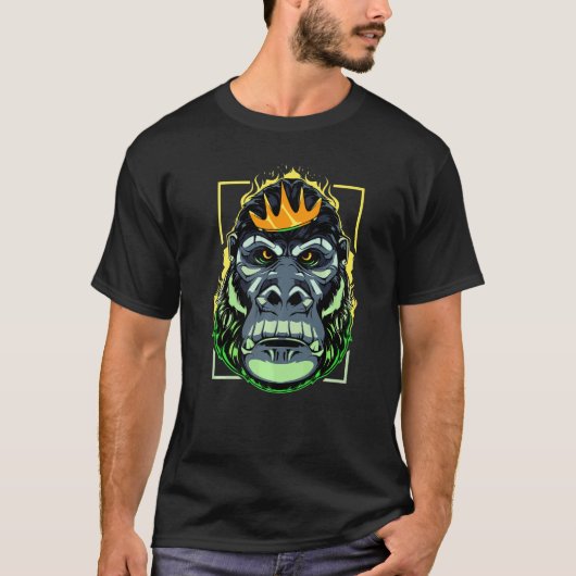 T-shirt Humour de Gorille Roi Angry Ape Singe Primate Maca (Devant)