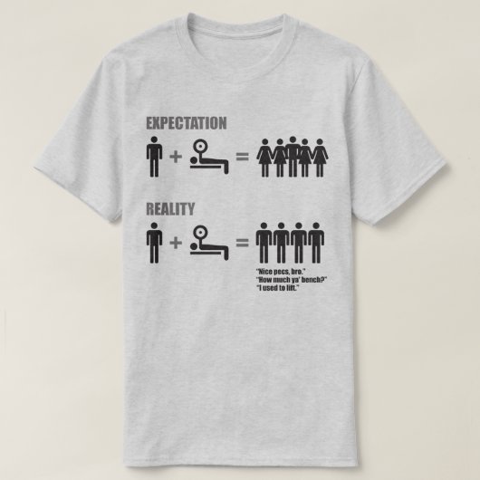 T-shirt Humour de la musculation - Attentes contre réalité (Design devant)