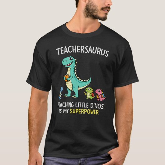 T-shirt Humour de professeur Teachersaurus avec de petits (Devant)