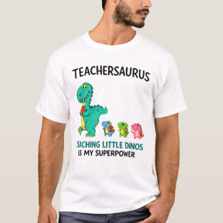 T-shirt Humour de professeur Teachersaurus avec de petits