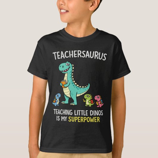 T-shirt Humour de professeur Teachersaurus avec de petits (Devant)