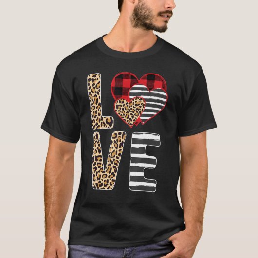T-shirt Humour Love Valentine's Day Trois 3 Coeurs Leopard (Devant)