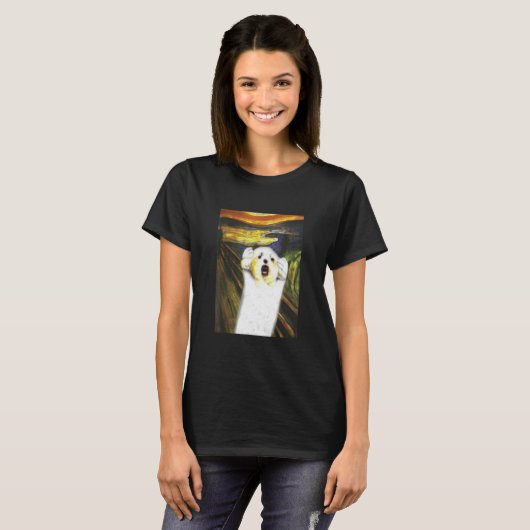 T-shirt Humour Maltais mignon Chien Peinture Filles Femmes (Devant entier)