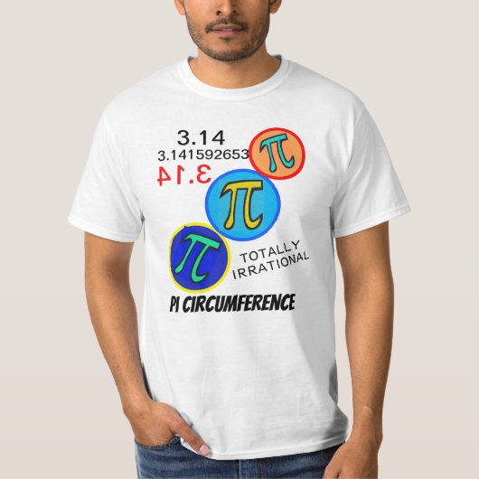 T-shirt Humour mathématique 3.14 Pi orange jaune bleu (Devant)