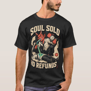 T-Shirt Humour Noir Diable Âme Vendue Sans Rembour