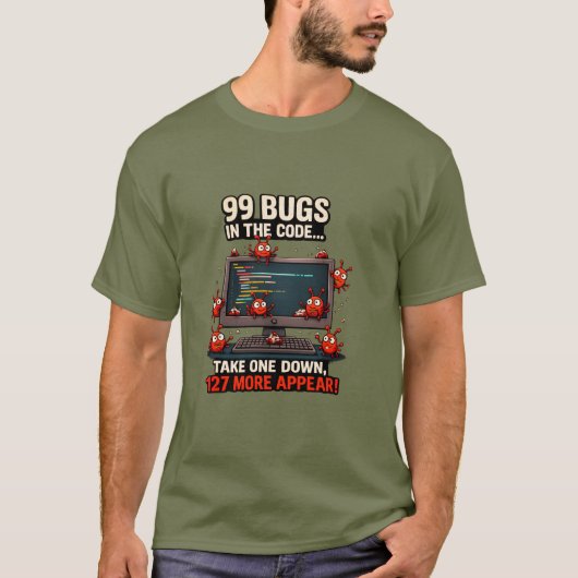 T-Shirt Humour Programmeur 99 Bugs (Devant)