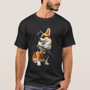 T-shirt Humour Tactique Corgi pour Amoureux de Chiens, Hom