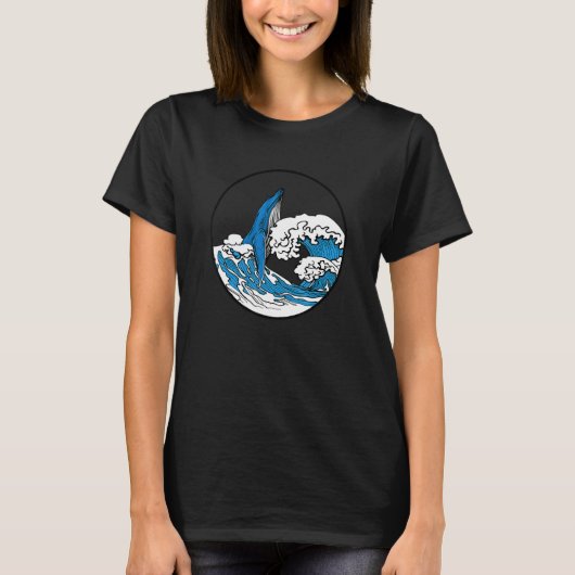 T-shirt Humpback Blue Whale Ocean Wave Nature Sea Marine A (Devant)
