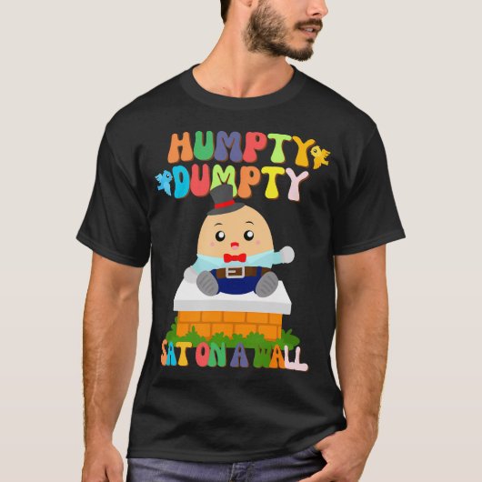 T-shirt Humpty Dumpty Sat Sur Un Mur Pour Enfants Garçons (Devant)