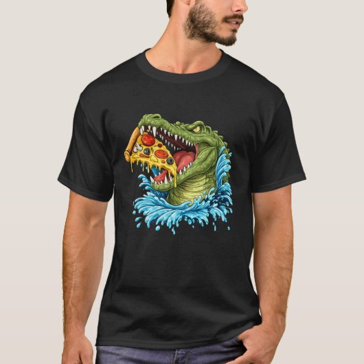 T-shirt Hungry Alligator Pizza Lover Gift - Funny Reptile  (Devant)