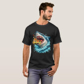 T-shirt Hungry Pizza Shark Great White Shark Eating Pizza  (Devant entier)