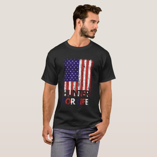 T-shirt Hunter For Life Hunter Usa Flag Nation Pêcheur R (Devant entier)