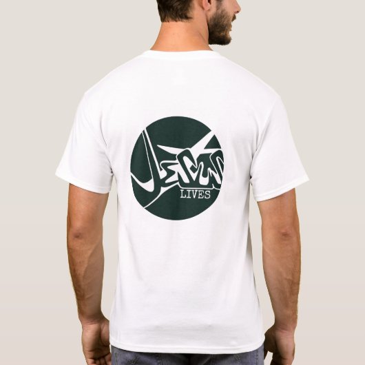 T-shirt Hunter Green Circle Jesus Saves Graffiti (Dos)