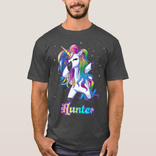 T-shirt HUNTER Nom Personnalisé Rainbow Unicorn personnali