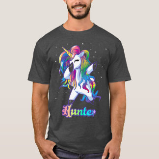 T-shirt HUNTER Nom Personnalisé Rainbow Unicorn personnali