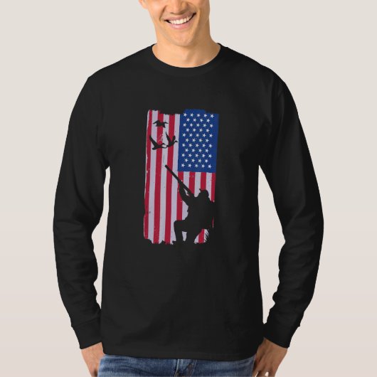 T-shirt Hunting   US Flag duck hunting (Devant)