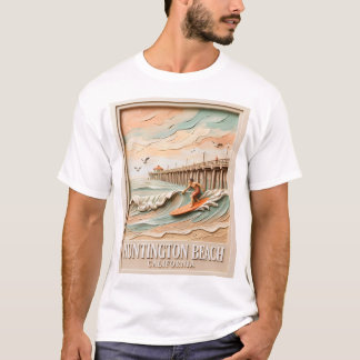 T-shirt Huntington Beach Californie Texture Surfeur Surfan