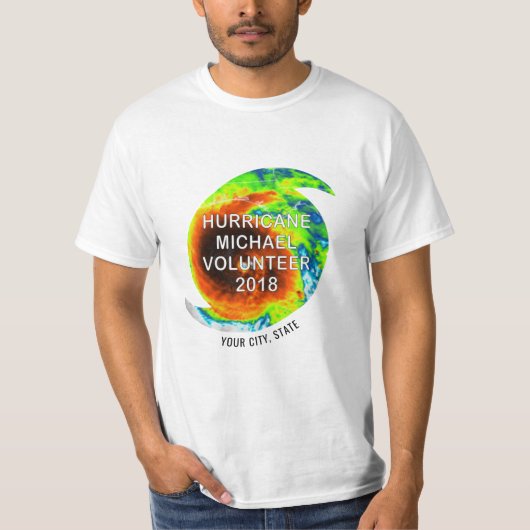 T-shirt HURRICANE MICHAEL VOLUNTEER à votre emplacement (Devant)