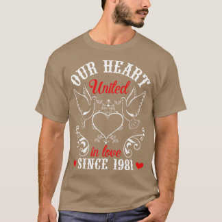 T-shirt Hus Femme Notre Coeur Unis Dans L'Amour Depuis 198