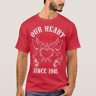 T-shirt Hus Femme Notre Coeur Unis En Amour Depuis 1985 He