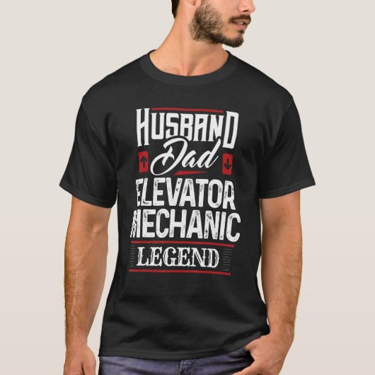 T-shirt Husaband Papa Ascenseur Mécanicien Légende Technic (Devant)