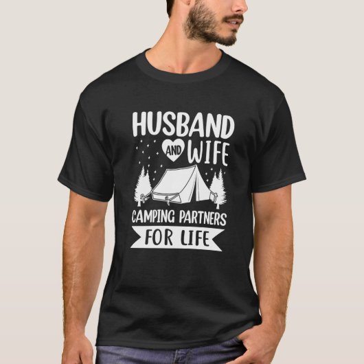 T-shirt Husband and Wife Camping Partners for Life Camper (Devant)