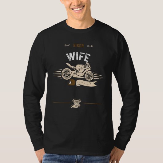 T-shirt Husband Biker Wife Motorcycle Sayings (Devant)
