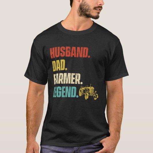 T-shirt Husband Dad Farmer Legend (Devant)