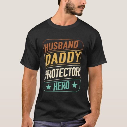 T-shirt Husband Daddy Protector Hero Fathers Day Camo Amer (Devant)