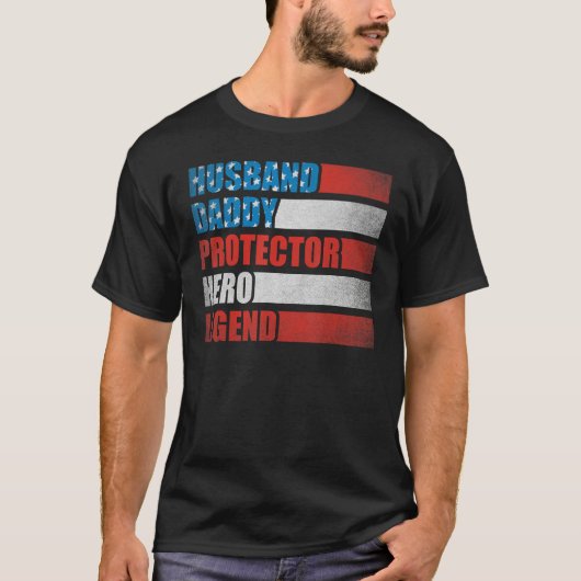 T-shirt Husband Daddy Protector Hero Patriotic America 4th (Devant)