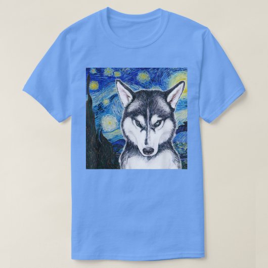 T-shirt Huskey on a Starry Night (Design devant)