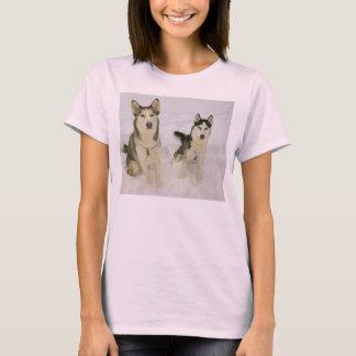 T-shirt Huskies Dans La Neige
